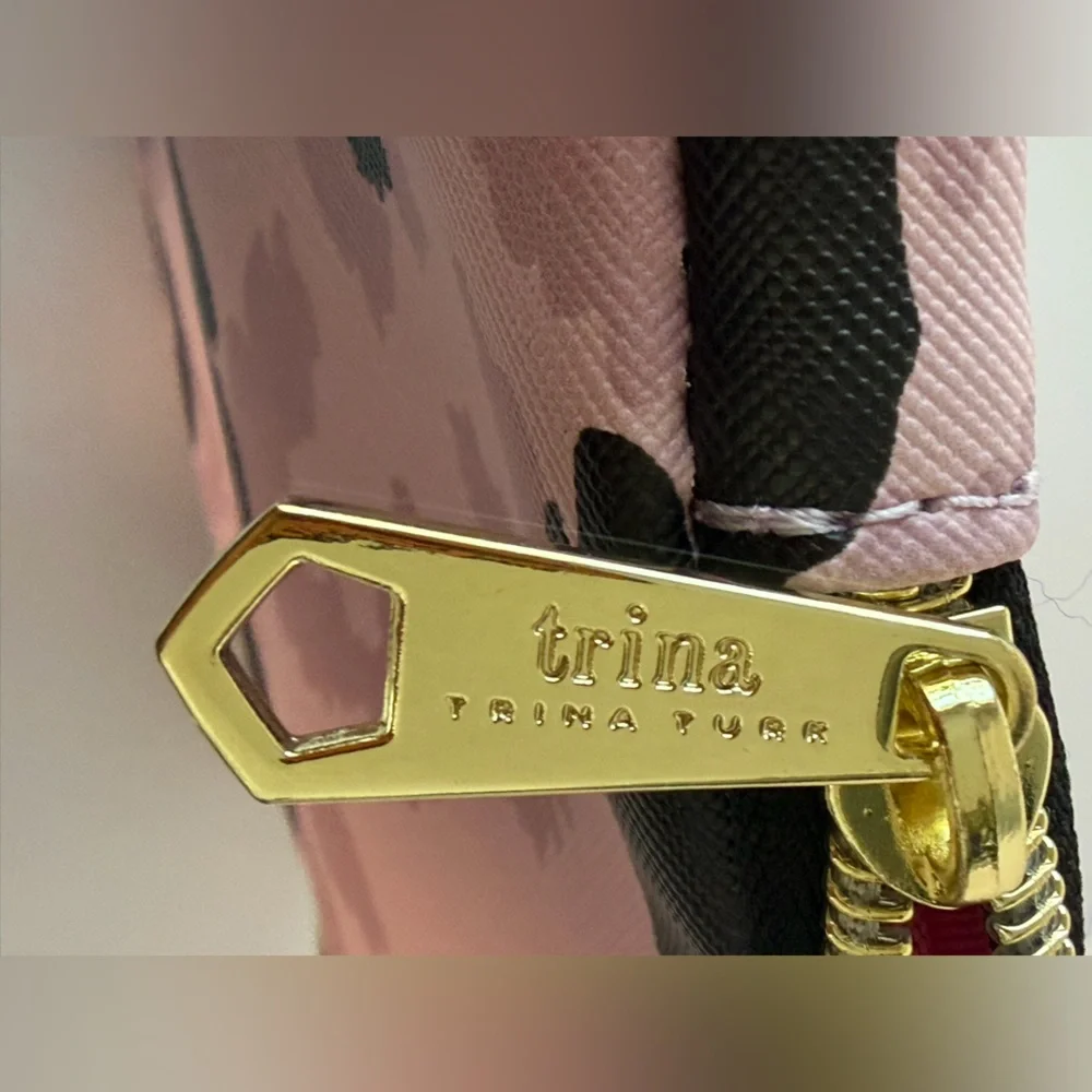 Trina Turk Pink Leopard Print Cosmetic Case‎ with Hot Pink Interior